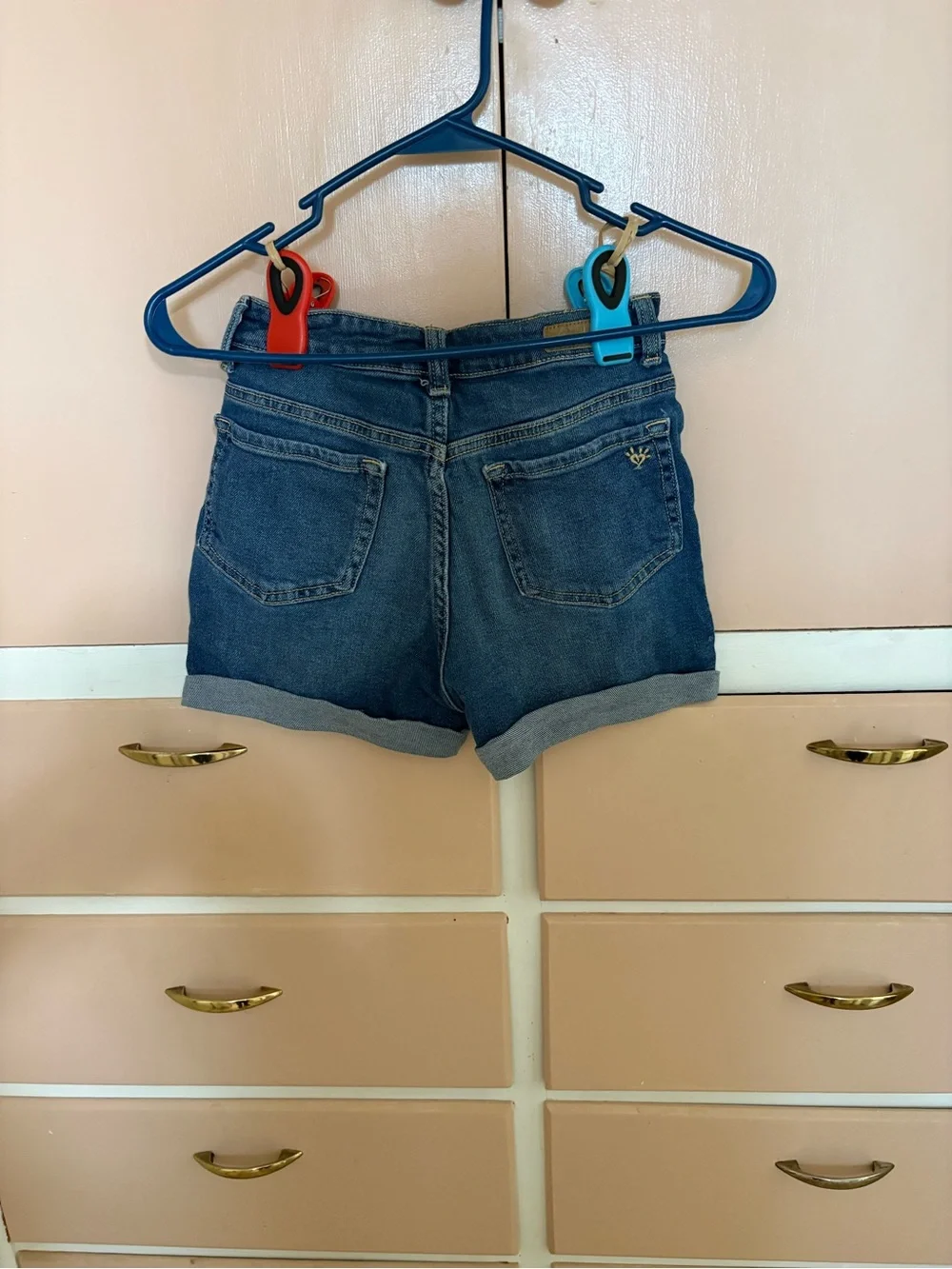 Justice Blue Denim Shorts with Gold Stitching